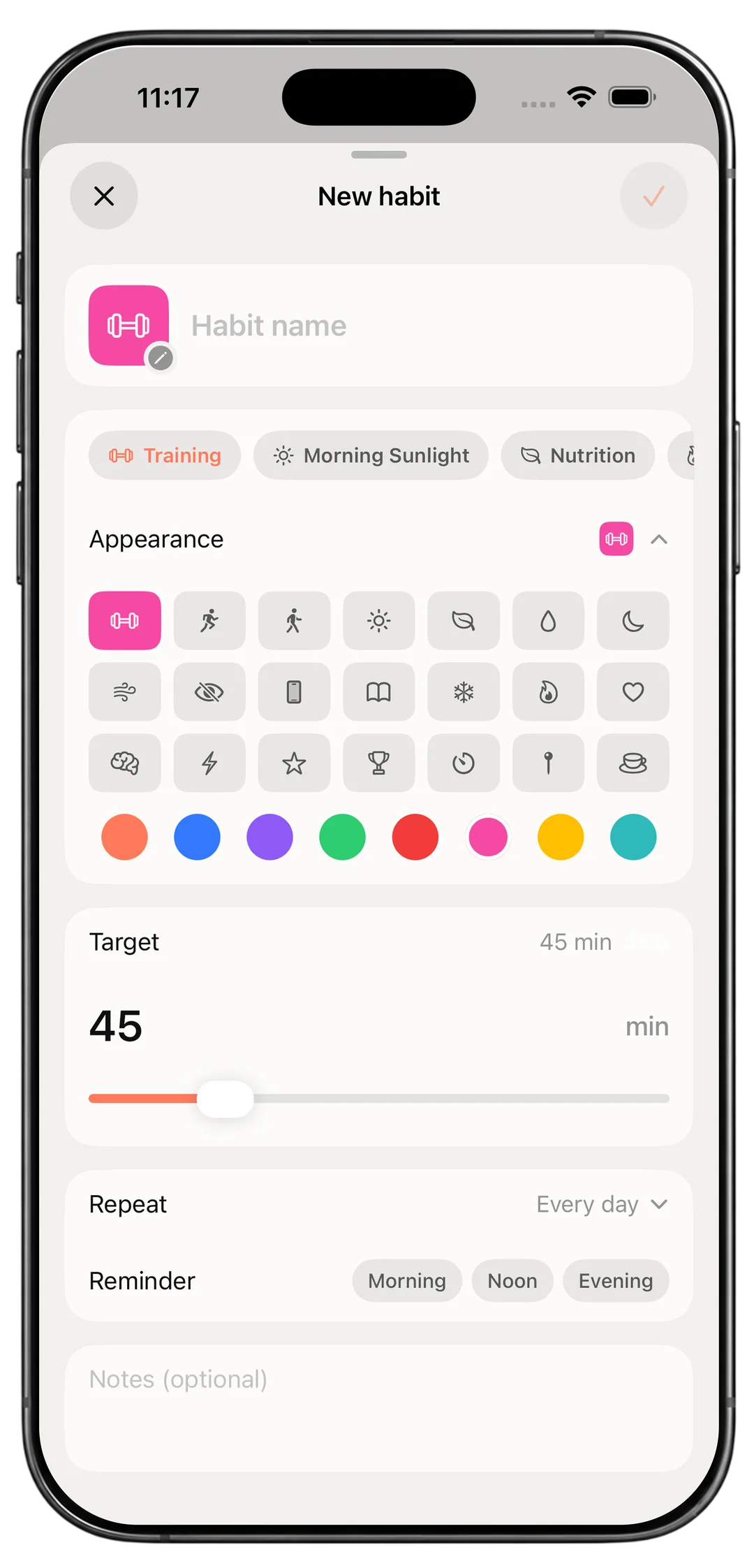 PRIMAL Create new habit on iPhone