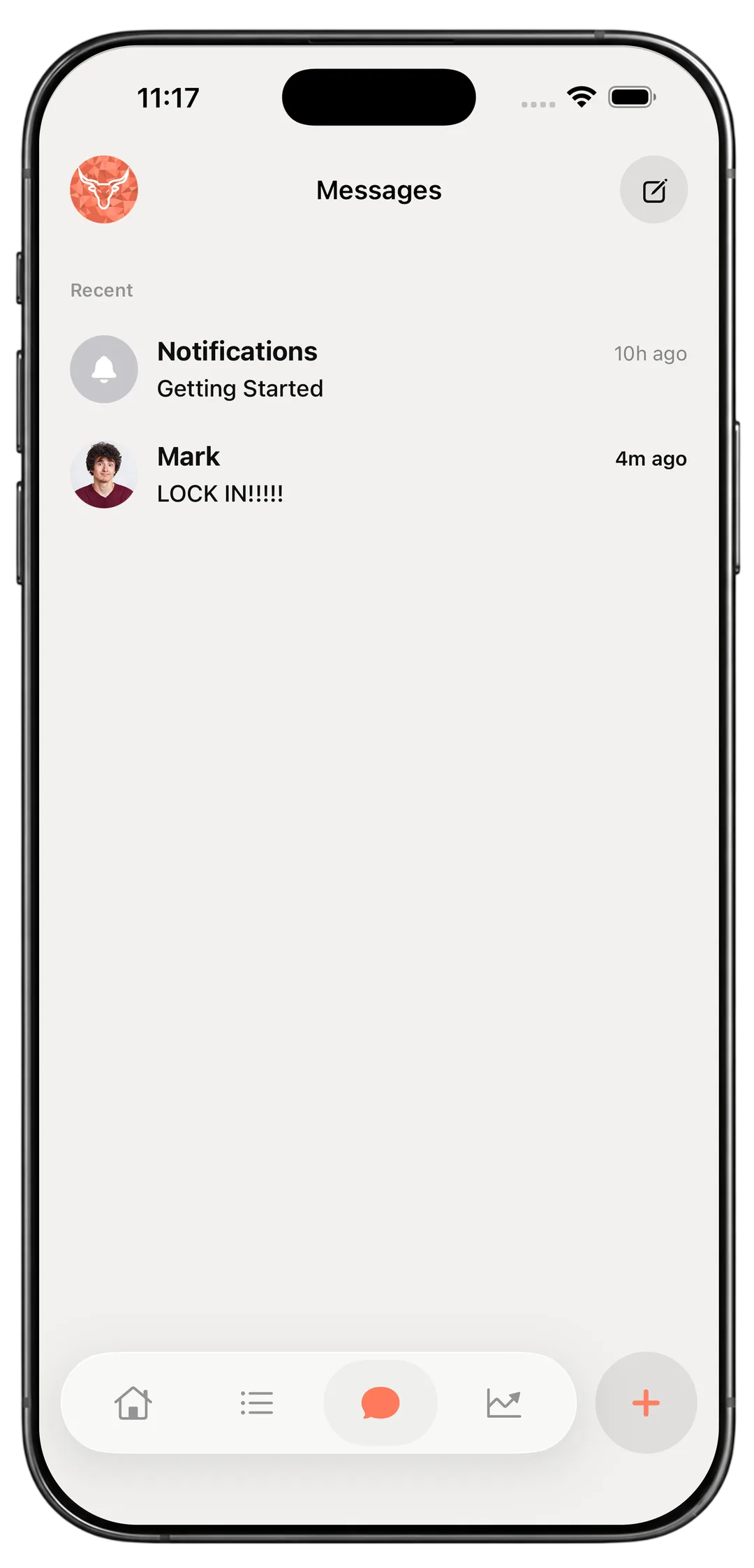 PRIMAL in-app messages on iPhone